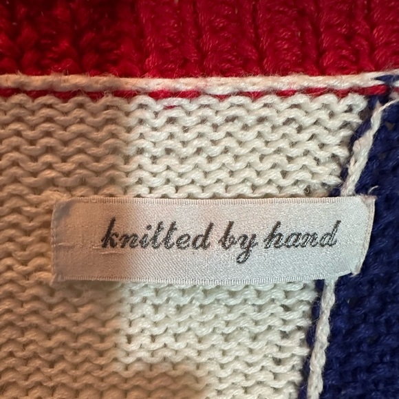 Vintage 90's Maria Christina Flag Cardigan Women's Large(?) Hand Knit Nautical - Picture 7 of 7